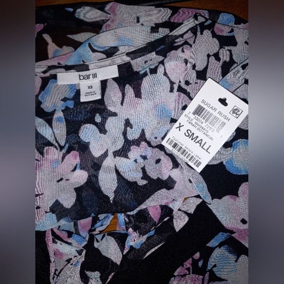 Barlll sheer black floral tie blouse - Picture 5 of 5